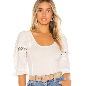 Free people puff sleeved top. Cream/white.